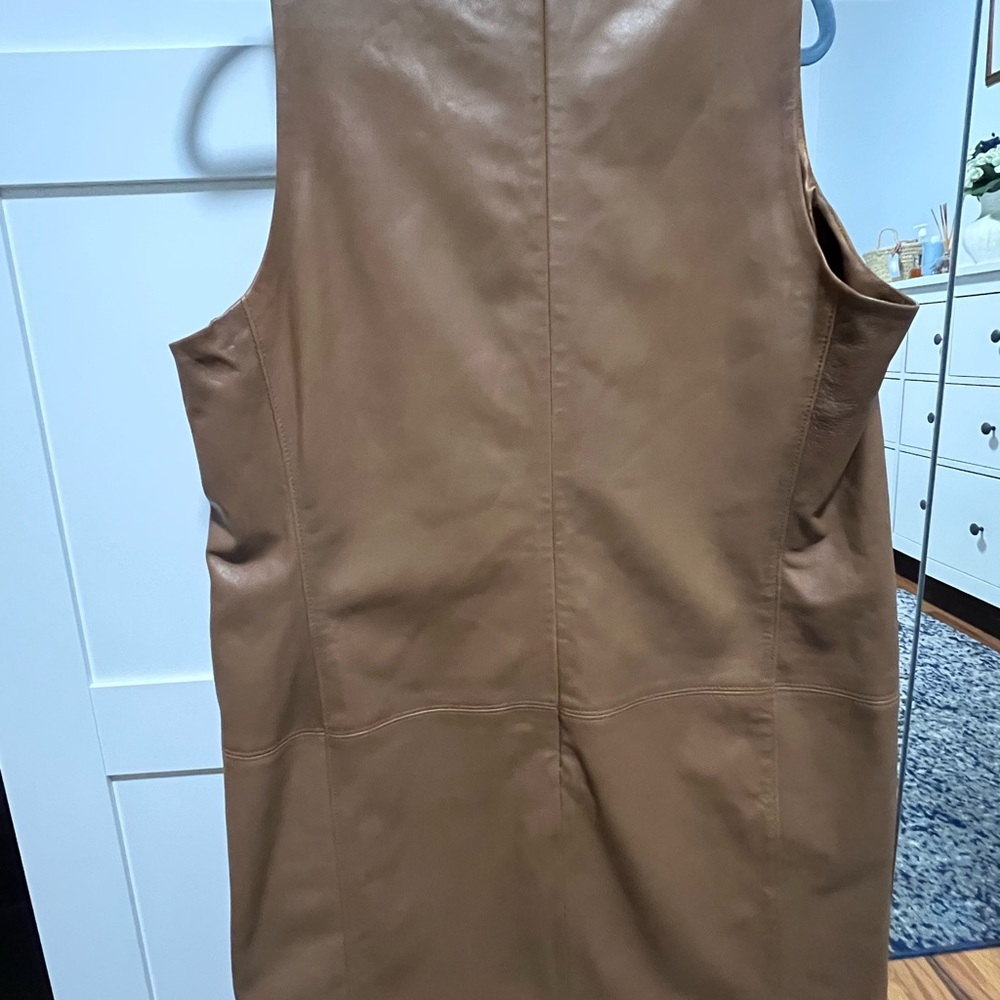 Lauren Ralph Lauren Brown Leather Shift Dress - Picture 4 of 10